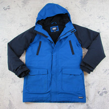 Lands' End Boys Winter Squall Waterproof Hooded Coat Jacket Blue Black L 14 16