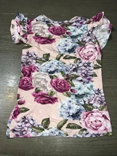 Posh Peanut Monroe Bamboo Floral Print Flutter Sleeve Shirt. 4T