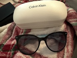 Calvin Klein Women's Cat Eye Black Designer Sunglasses Gray Lens Solid Plastic