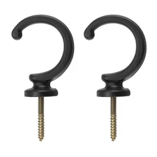 2Pcs Aluminum Alloy Wall Mounted Curtain Holdback Drapery Tieback Hook Black