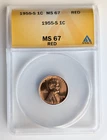 1955-S 1c United States Lincoln Wheat One Cent Penny ANACS MS 67 RED