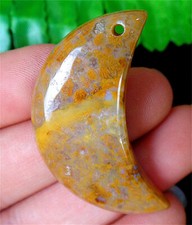 Colgante Cuentas 40x18x7mm Oro Natural Escénico Ágata Dendrítica Luna Curación BY7591