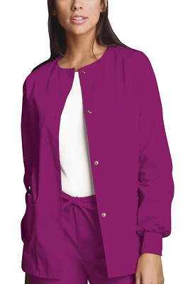 {MED} CHEROKEE WORKWEAR WW Originals Snap Front Warm-Up Jacket 4350 AZLW