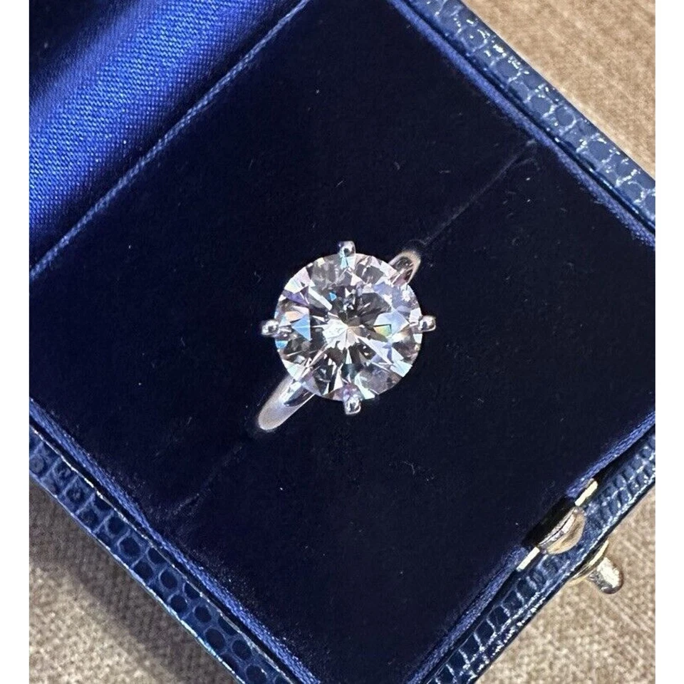 Anillo solitario redondo de diamantes brillantes GIA 3,26 quilates en platino - HM2541
