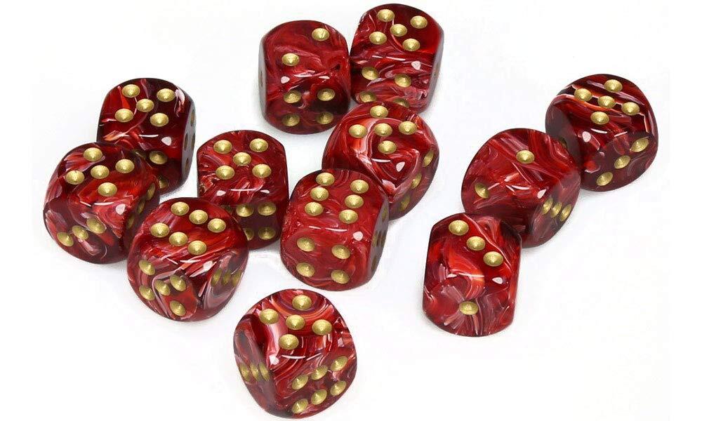 Chessex DND Dice Set D&D Dice-16mm Vortex Burgundy and Gold Plastic Polyhedral D