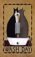 Light Switch Plate & Outlet Covers LAUNDRY ~ TWO CATS WASH DAY IN BATH TUB