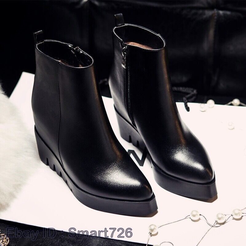 ブーツその他 TOTEME Leather ankle boots with wedge heel Nero Wedge-heel Naplack boots black – TOTEME