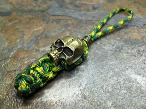 anaconda paracord knife lanyard w/ bronze cross skull & bead