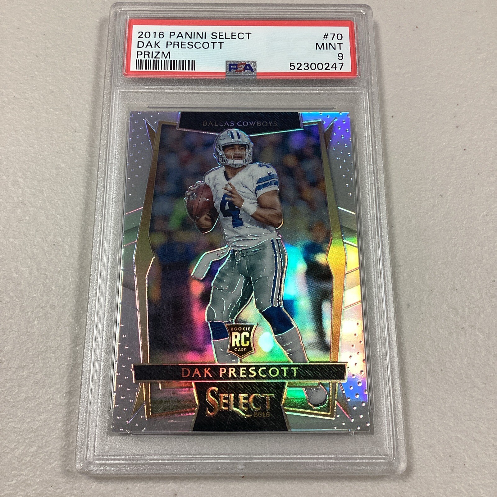 Dak Prescott 2016 Panini Select #70 Silver Prizm RC PSA 9 Dallas Cowboys