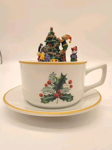 MR. CHRISTMAS TEACUP MUSICAL  MUSIC BOX "JINGLE BELLS"