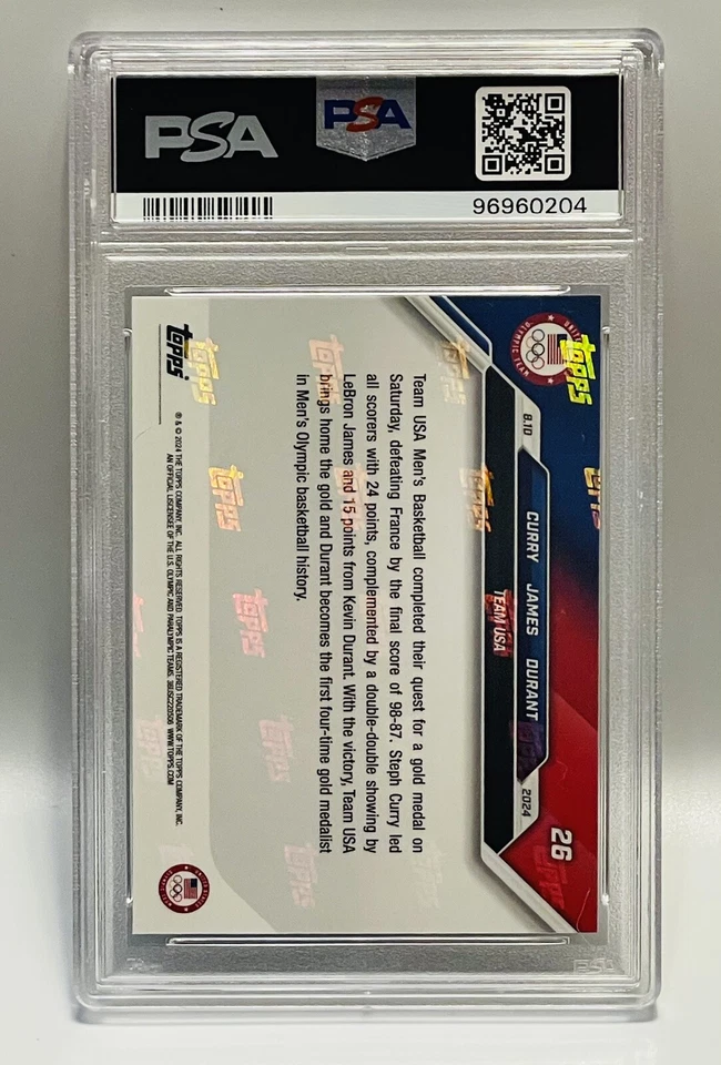 LeBron - Curry - Durant *PSA 10* 2024 Topps Now USA Olympic Basketball Team #26 - Image 3 of 3