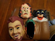 YOUR CHOICE Vintage Halloween Mask Tom and Jerry felt man clown hat hair FS