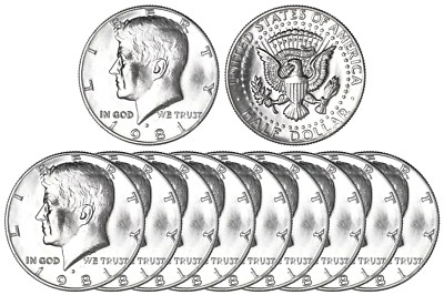 1981 D Kennedy Half Dollar BU Roll 20 US Coin LotTAKEN FROM MINT SETS ...