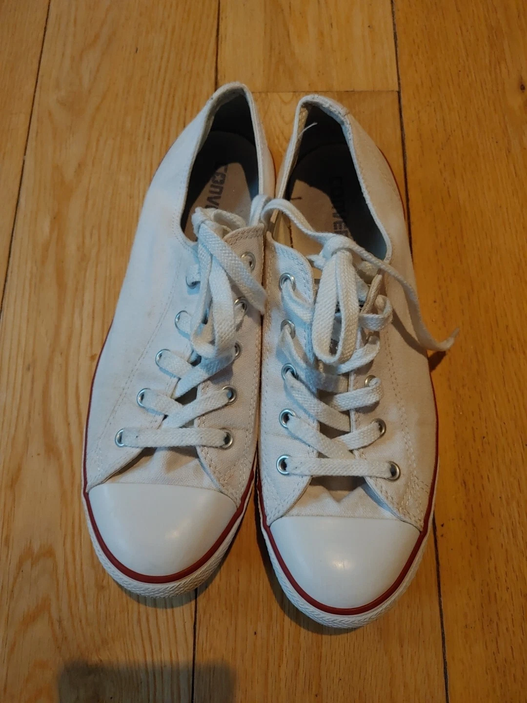 Converse All Star scarpe da ginnastica donna bianche in tela basse slim taglia UK 7