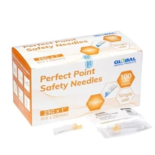 Global Medical Products - 25g x 1" Safety Needle - QTY 100