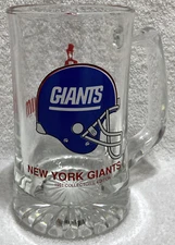 New York Giants Slim Jim Glass Beer Mug Stein 1991 Collector's Edition Vintage