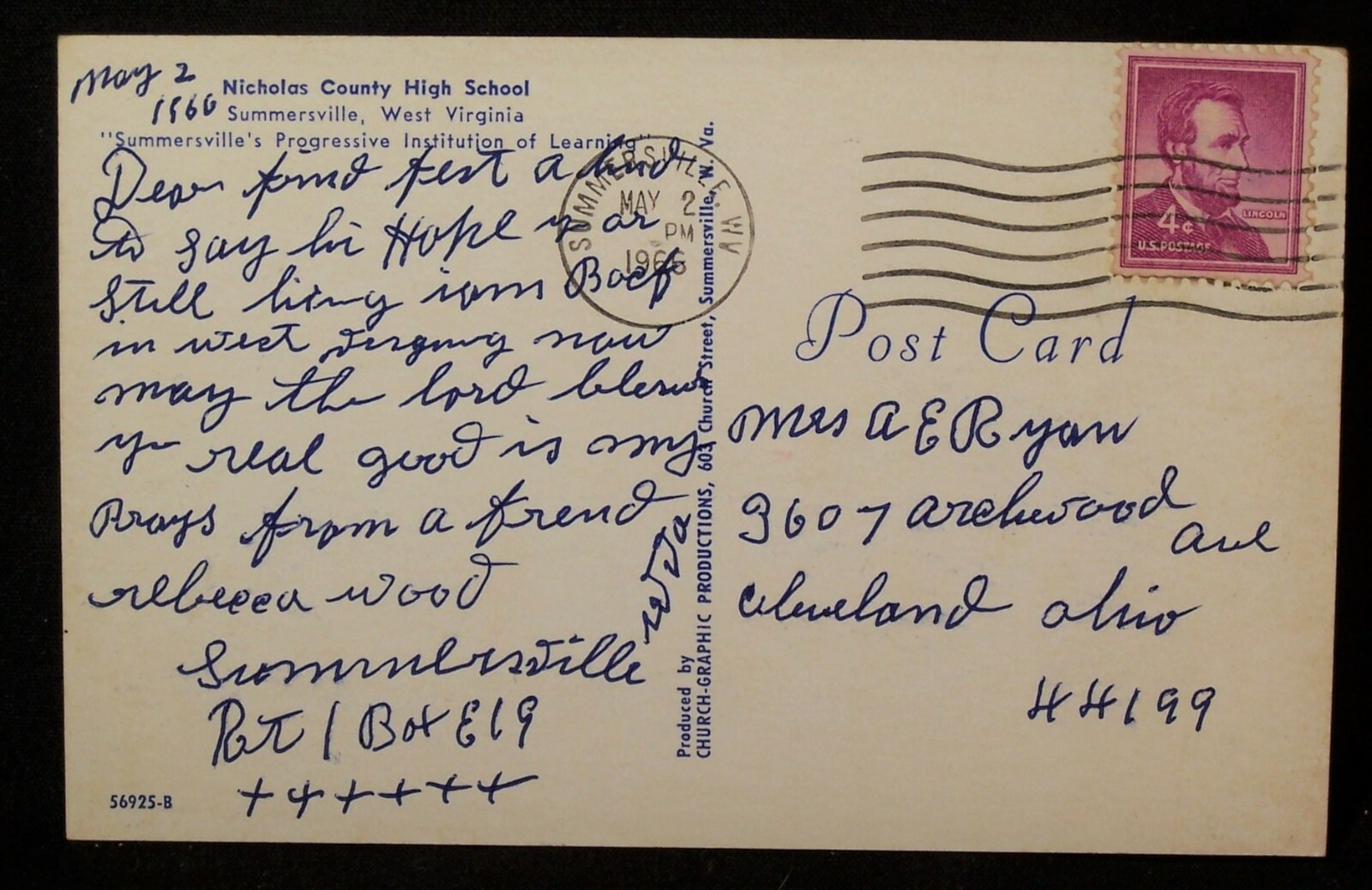 WV Summersville Nicholas County High School 1966 Postcard eBay