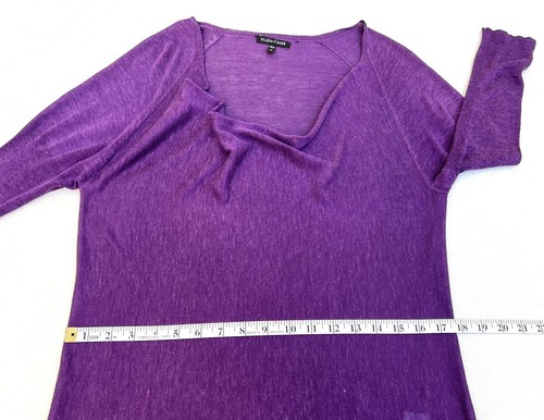 Eileen Fisher Seide Leinen lila drapierter Ausschnitt Wasserfall leichter Pullover Oberteil MEDIUM - Bild 7 von 14