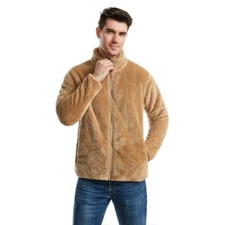 Mens Fleece Fur Jacket Blazer Bodywarmer Full Zip Outwear Overcoat Workwear
