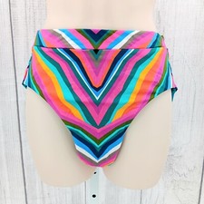 Trina Turk Louvre Hi Waist Swim Bottom - Chevron Multicolor - Size 6 AF5-321