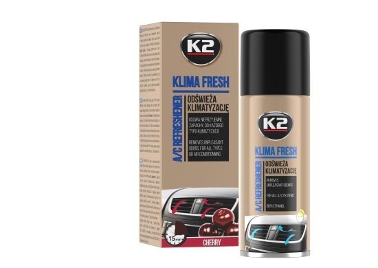 K2 KLIMA FRESH 150ml Cherry Flavored Car Air Conditioning Cleaner  Odour Remover