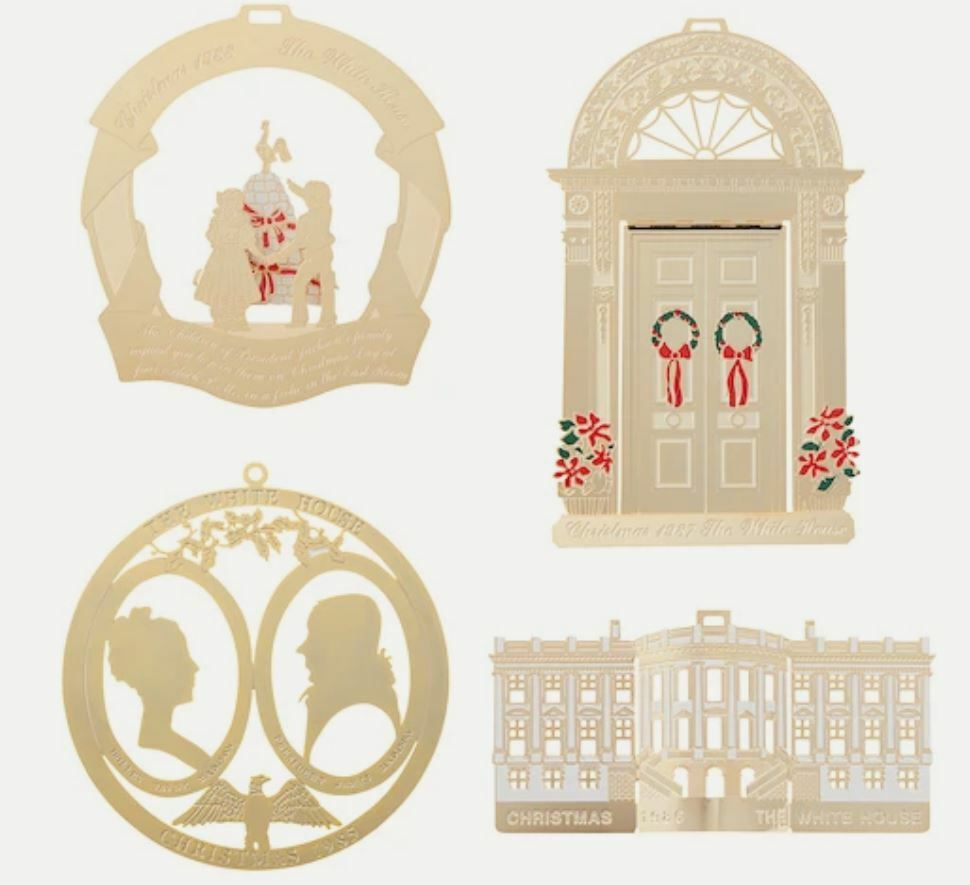 1985.1986.1987.1988　クリスマスオーナメント　ホワイトハウス 1985 1986 1987 1988 White House Christmas Ornaments Gold USA NEW
