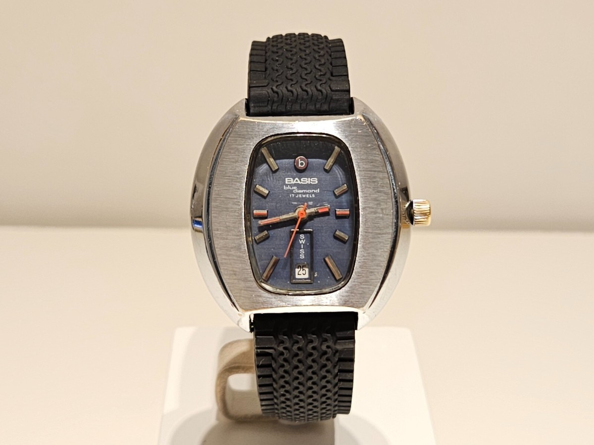 VINTAGE RARE BIG 39mm SWISS MEN'S MECHANICAL CHROME WATCH 