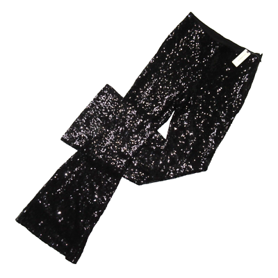NWT by Anthropologie Joni in Black High Rise Stretch Sequin Flare  display picture 1