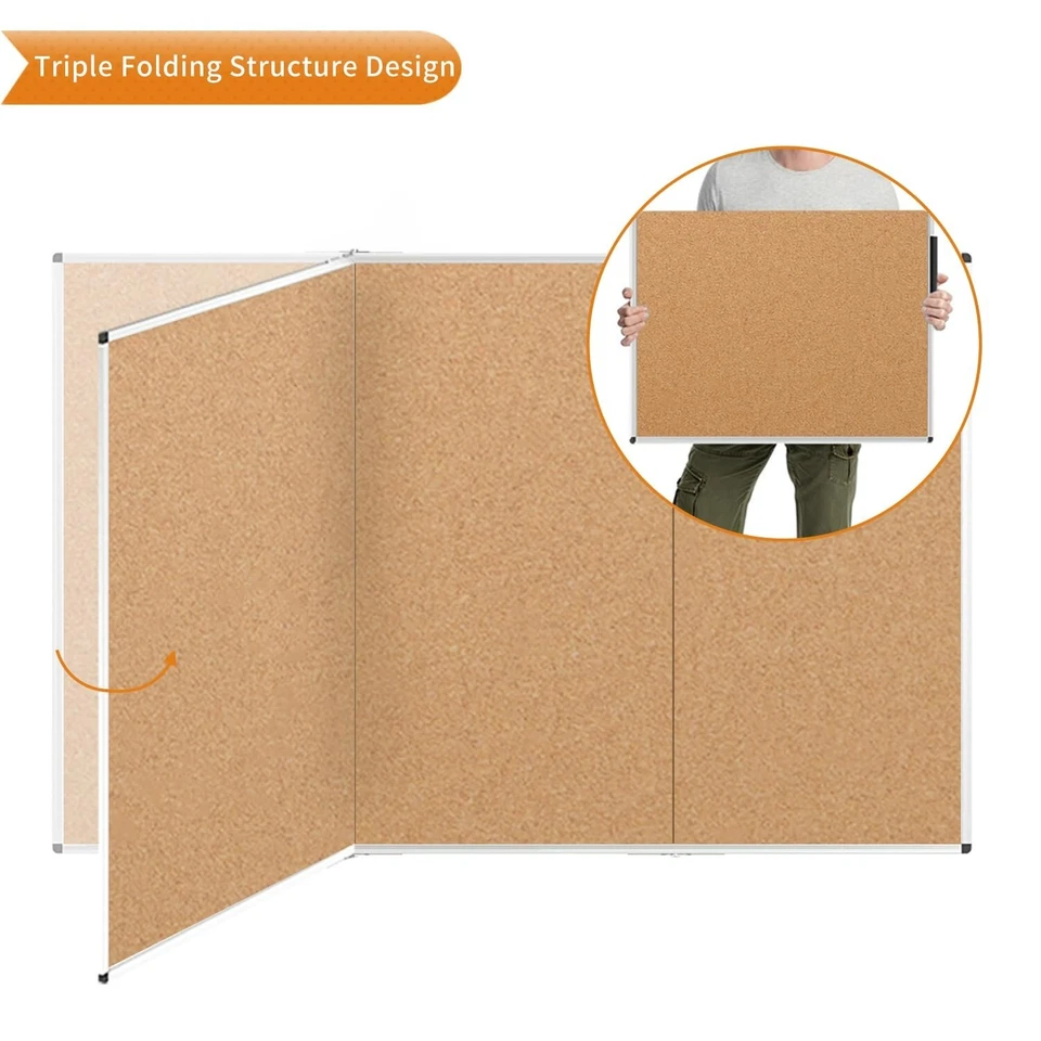 Tablón de anuncios de corcho grande VIZ-PRO/tablón de anuncios plegable, 96 X 48 pulgadas Foto 3 de 4