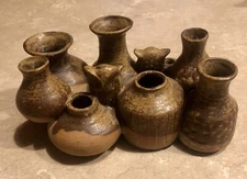 Takahashi San Francisco Ceramic Pottery Mini Vase Cluster with Owls, Free Ship!