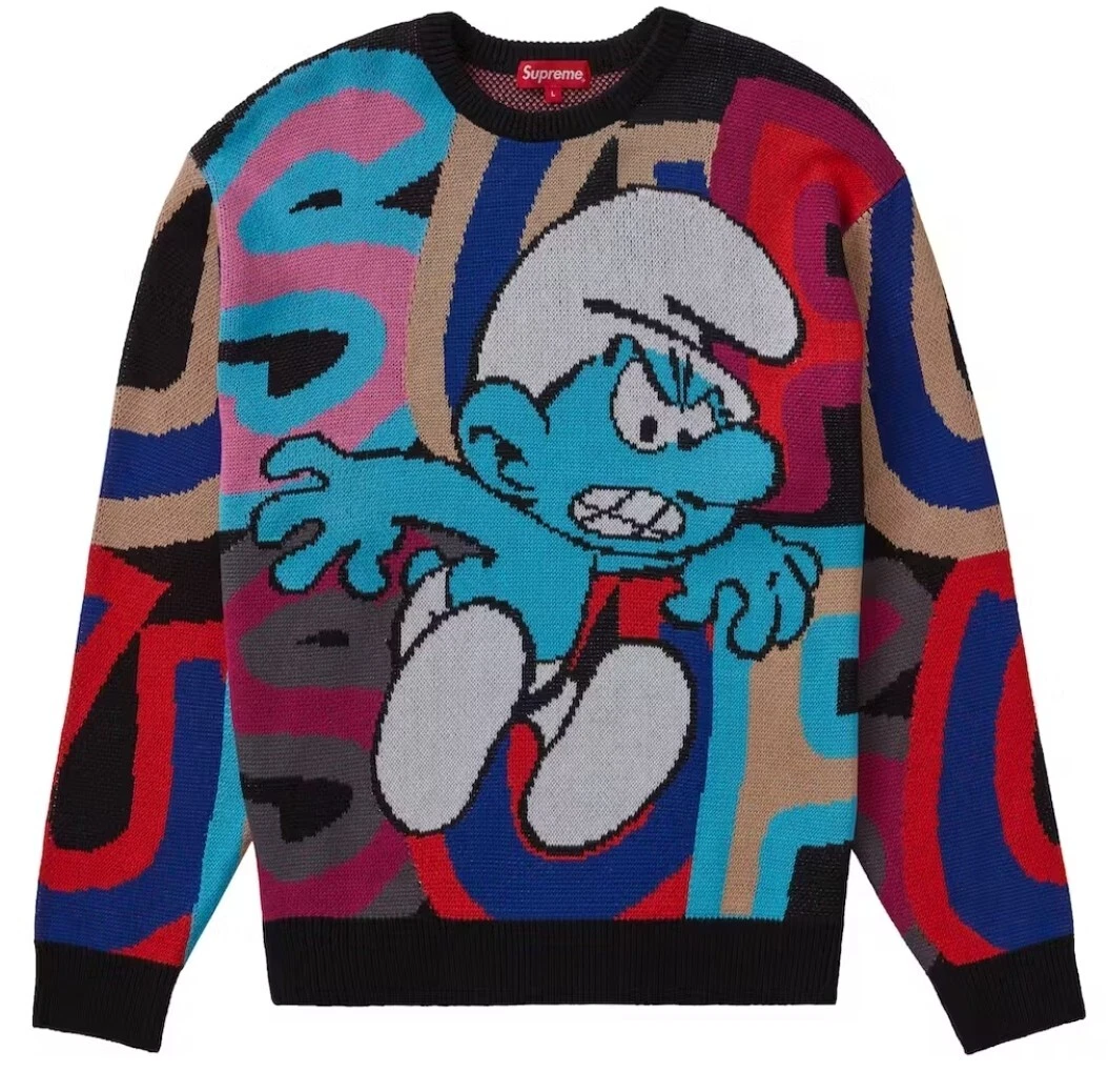PULL SUPREME SMURFS NOIR. PETIT. Tout neuf avec étiquettes SUPER RARE article & taille !!!