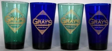 Gray's Brewery, Janesville, Wis. cobalt blue, green glass beer pint glasses  4
