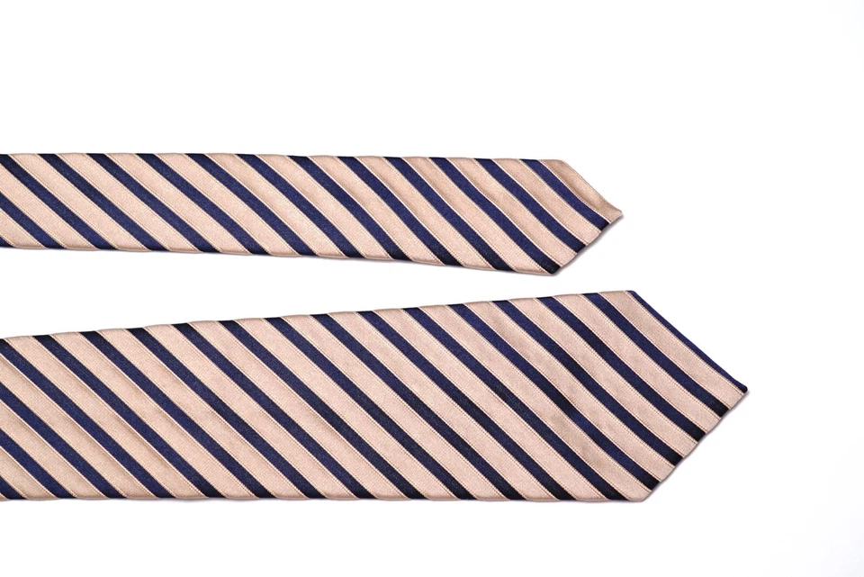 Corbata de cuello Mattabisch Napoli dorada azul marino a rayas hecha en Italia como corbata Kiton Foto 2 de 4