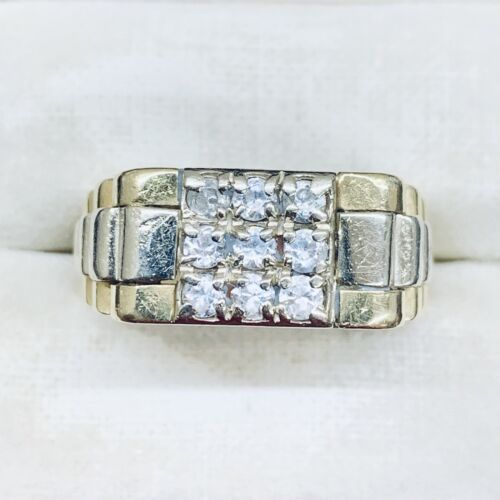 0,28 ct 10 carats or jaune jubilé diamant bracelet bague de mariage taille 10 8,3 g - Photo 1 sur 9
