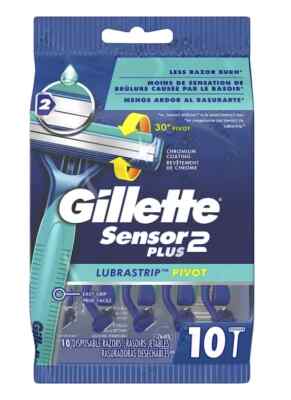 Gillette Sensor2 Plus Pivoting Head Men's Disposable Razors, 10 Count