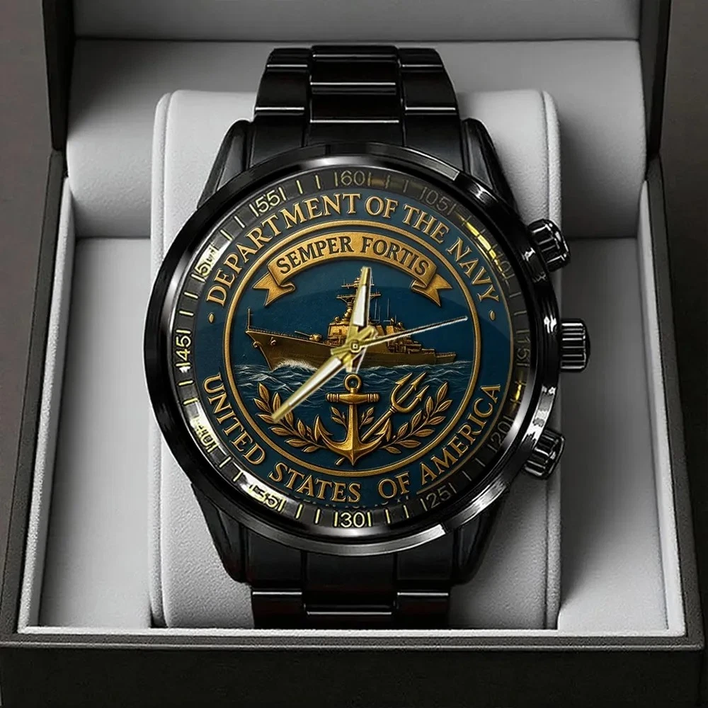 US Navy Black Stainless Steel Watch