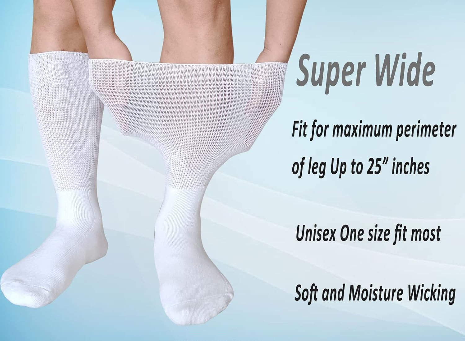 2 Pairs Extra Wide Bariatric Diabetic Socks Non Binding for Swollen Feet & Legs