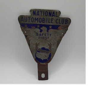 National Automobile Club Safety First Metal Emblem Vehicle Badge