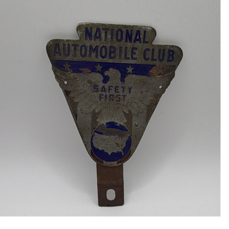 National Automobile Club Safety First Metal Emblem Vehicle Badge
