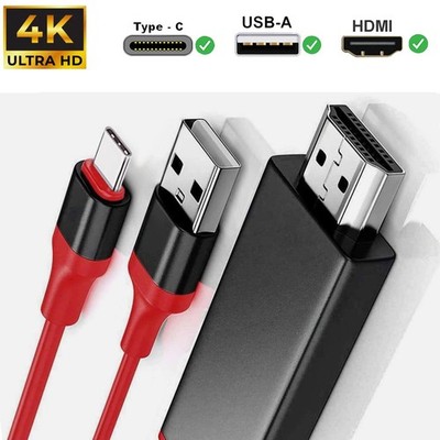 Rot Adapter USB-C zu HDTV HDMI Kabel bis zu 4K x 2K für Samsung Galaxy S22 Ultra
