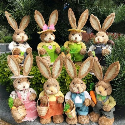 Großer Osterhase Strohhase 35 cm Handgefertigt Simulation Osterdeko Frühling