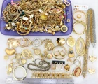 5.2LB Pound 83oz Vintage + Now Gold Plate Tone Jewelry Lot Brand Fashion Costume