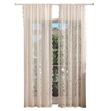 Lace Sheer Curtains for Bedroom - Sheer Lace 52"W x 54"L Pack of 2 Beige