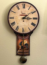 Rooster Pendulum Wall Clock Analog Roman Nume...