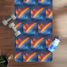 Sunset Rainbow Pattern Rubber Yoga Mat | Colorful Sky Design