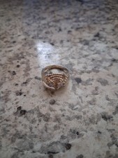 Gold Tone Metal Band Ring Size 7 Clear Round ...