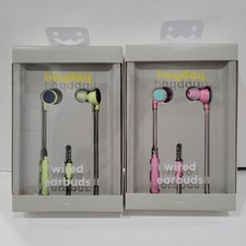 2pk Heyday Mic  Remote In-Ear Earbuds Wired 3.5mm Jack On-Cable Mic LIME  PINK