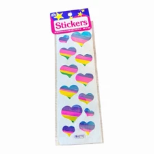 Vintage rainbow Prismatic Heart stickers sealed