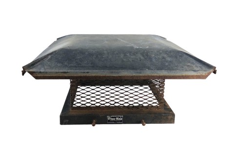 Vintage Flue-Kap Black Galvanized Chimney Cap 21 x 21" Nicely Aged!