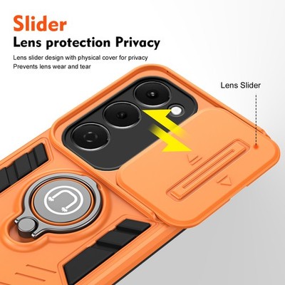 For Tecno Spark 40 Pro+ 4G, Hybrid Armor Camera Slide Cover Stand Magnetic Case